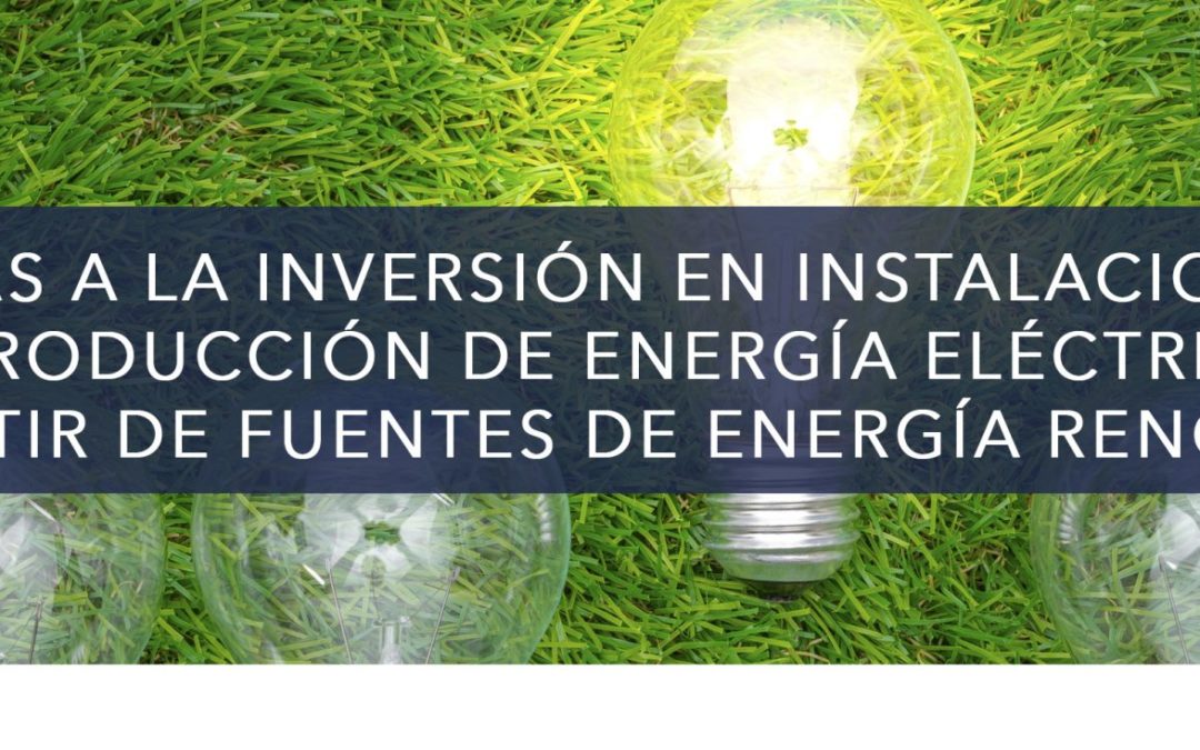 AYUDAS A LA INVERSIÓN EN LAS INSTALACIONES DE PRODUCCIÓN DE ENERGÍA ELÉCTRICA A PARTIR DE FUENTES DE ENERGÍA RENOVABLE.